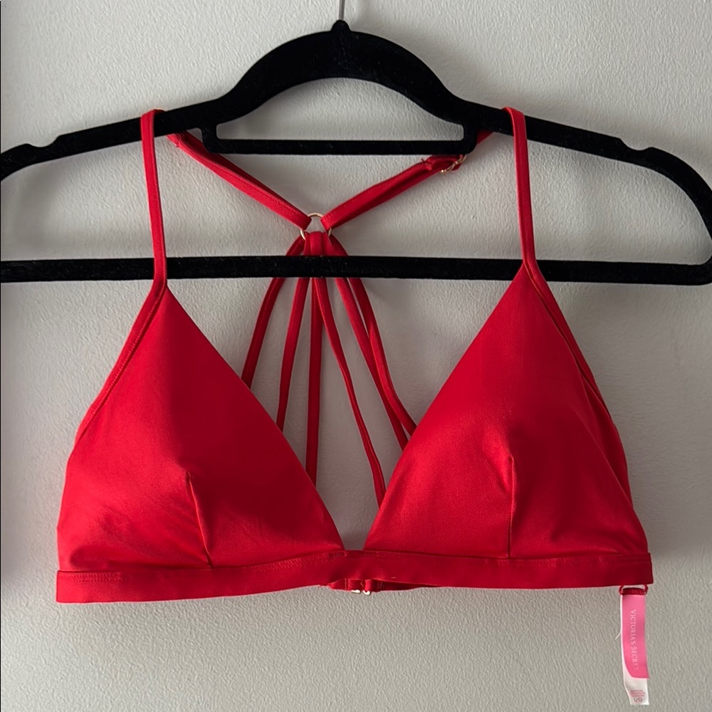 Victoria’s Secret Red Strappy Bikini Top size large